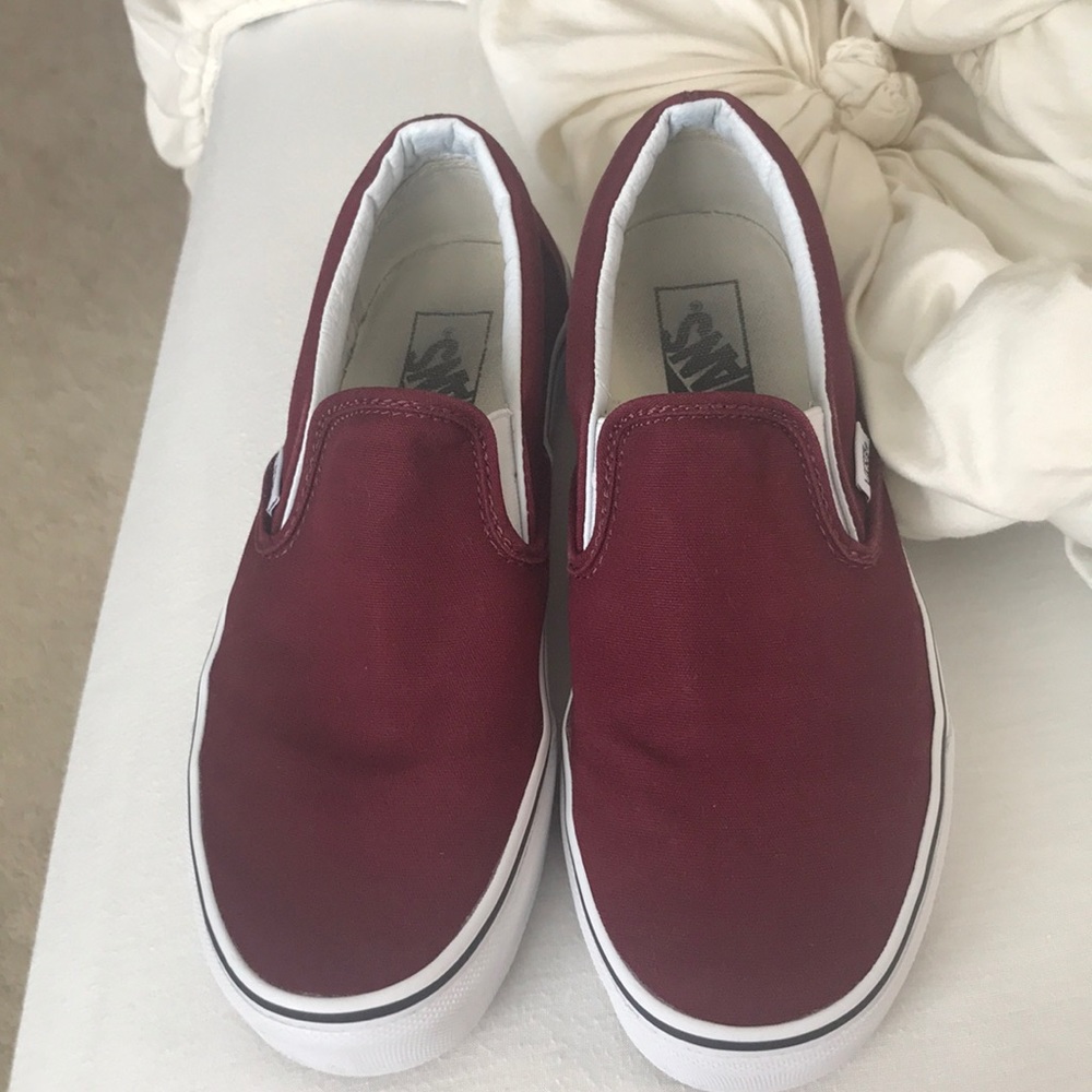 Maroon slip on vans
